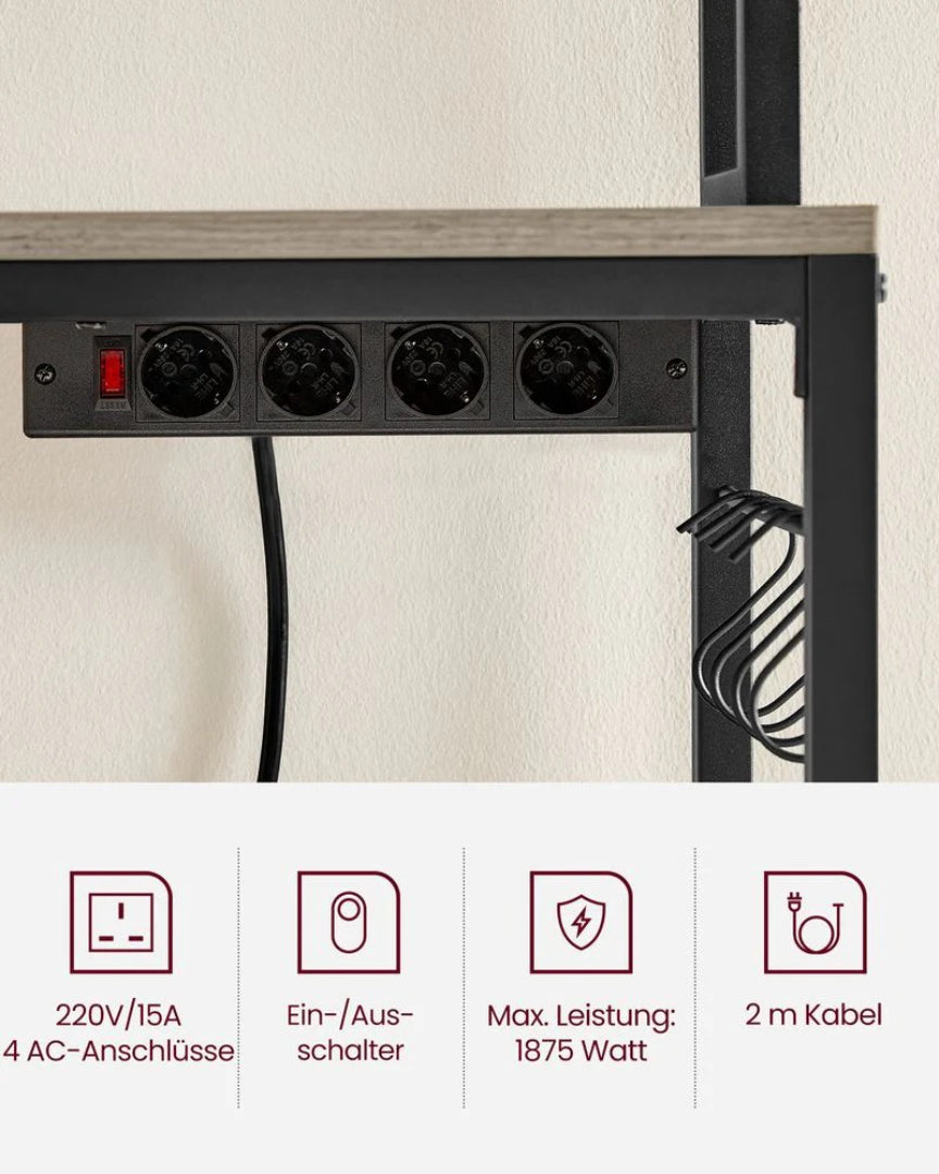 Køkkenreol med stikkontakter og 5 justerbare hylder – produktvisning 9 | Noreva Home