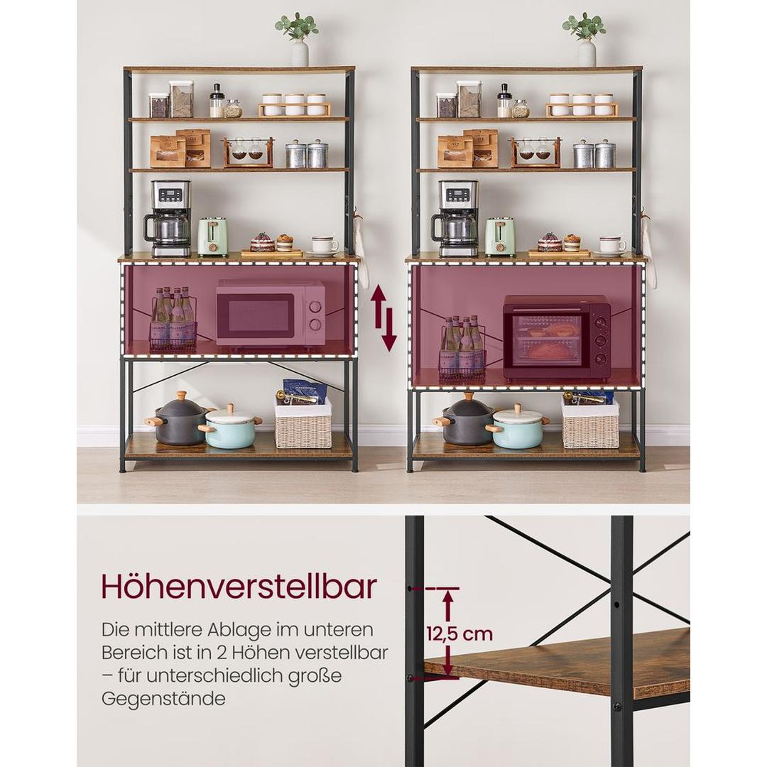 Køkkenreol med Stikkontakter – Opbevaringsreol med 5 Hylder – produktvisning 10 | Noreva Home