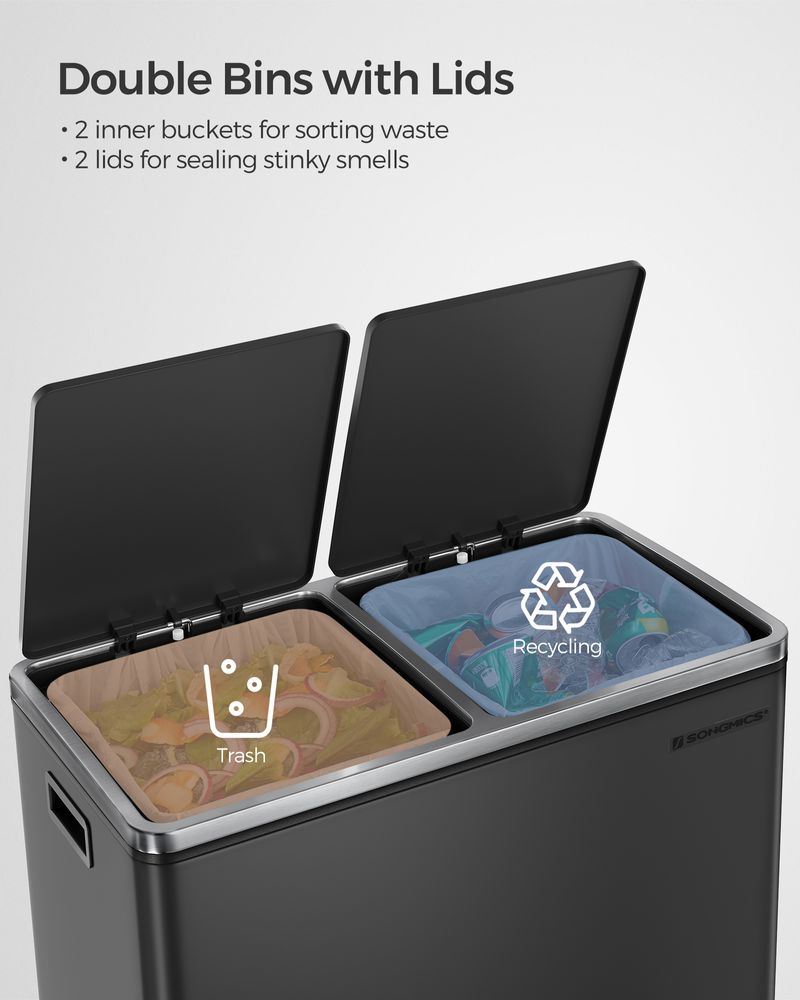 Køkkenskraldespand med 2 x 8 gallon, pedal og to inderspande, produktvisning 20 | Noreva Home