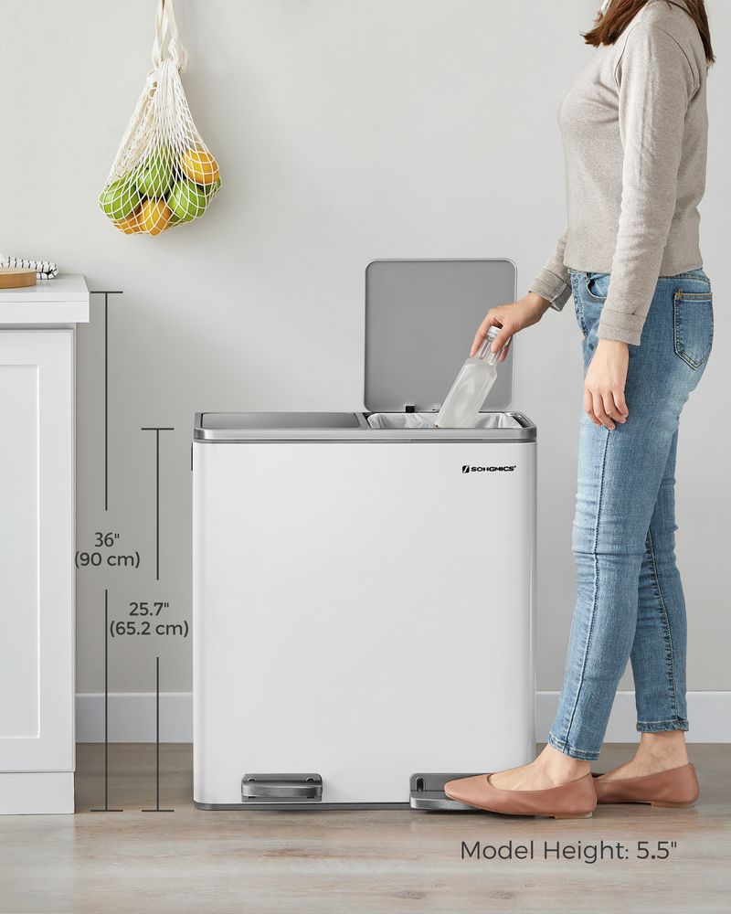 Køkkenskraldespand med 2 x 8 gallon, pedal og to inderspande, produktvisning 40 | Noreva Home