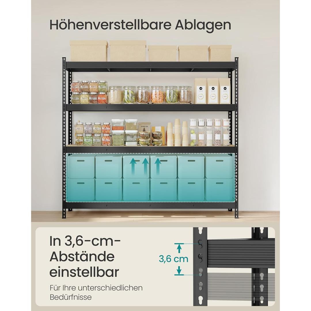 Kraftig Opbevaringsreol – 4 Justerbare Hylder – produktvisning 5 | Noreva Home