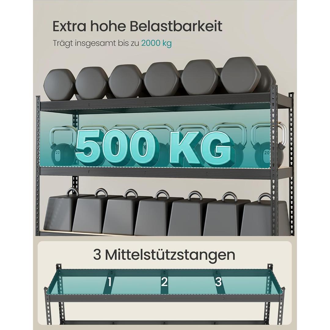Kraftig Opbevaringsreol – 4 Justerbare Hylder – produktvisning 7 | Noreva Home