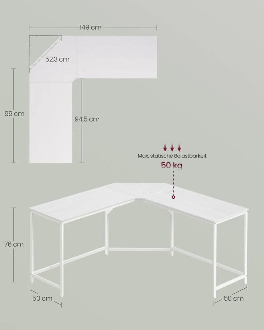 L-formet skrivebord med kabelstyring og hjørnedesign – produktvisning 10 | Noreva Home