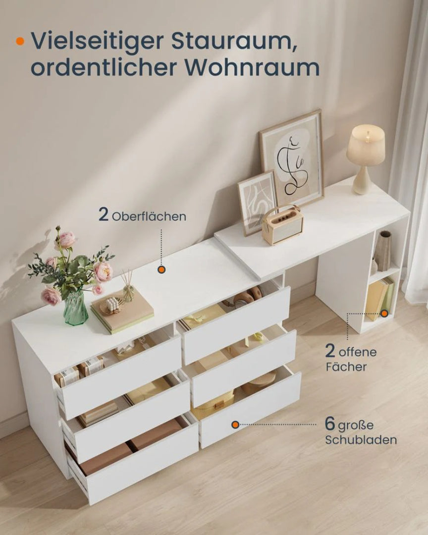 L-formet sminkebord med 6 skuffer og skab – produktvisning 6 | Noreva Home