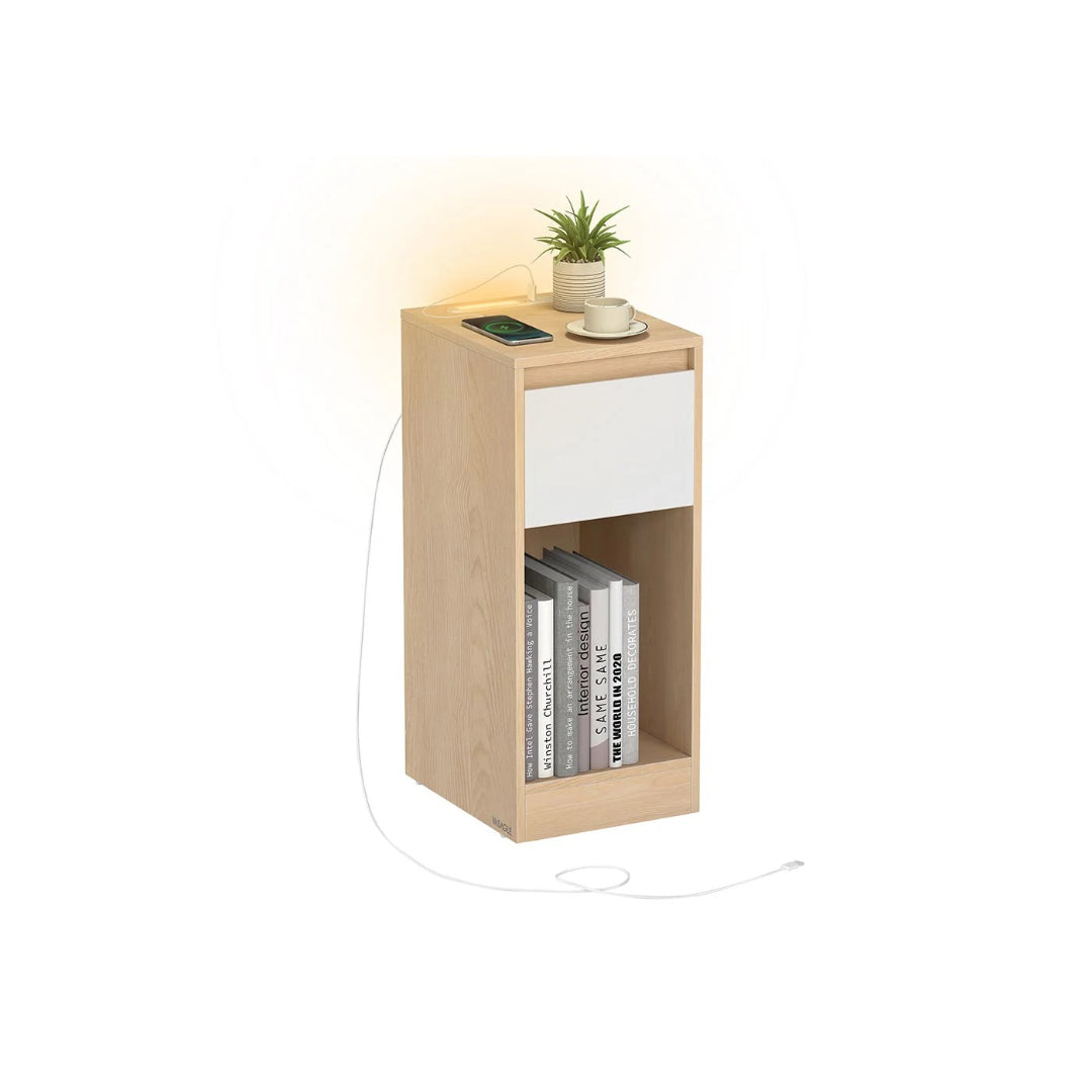 LED natbord med USB-porte og skuffe – produktvisning 2 | Noreva Home