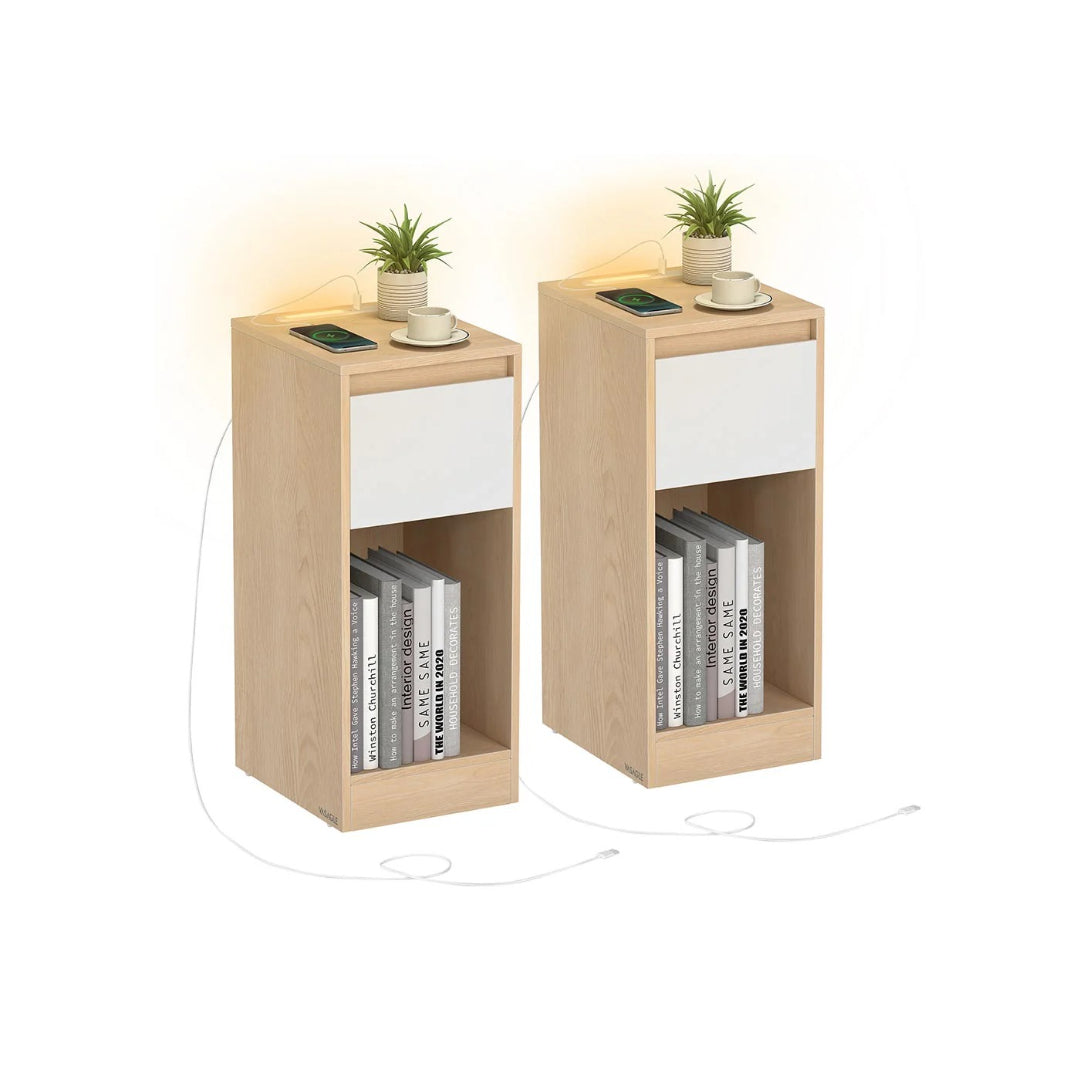 LED natbord med USB-porte og skuffe – produktvisning 5 | Noreva Home