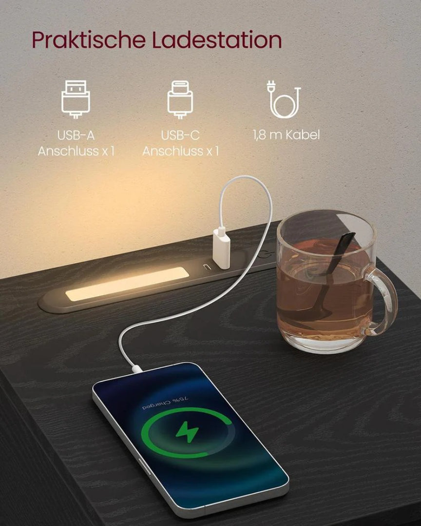 LED natbord med USB-porte og skuffe – produktvisning 9 | Noreva Home