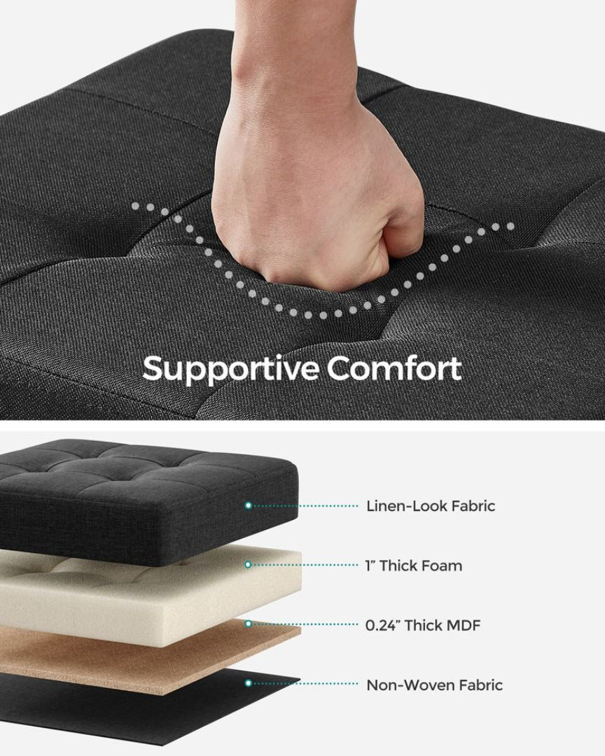 Lille opbevaringspuf med ben og sammenklappeligt design, produktvisning 6 | Noreva Home