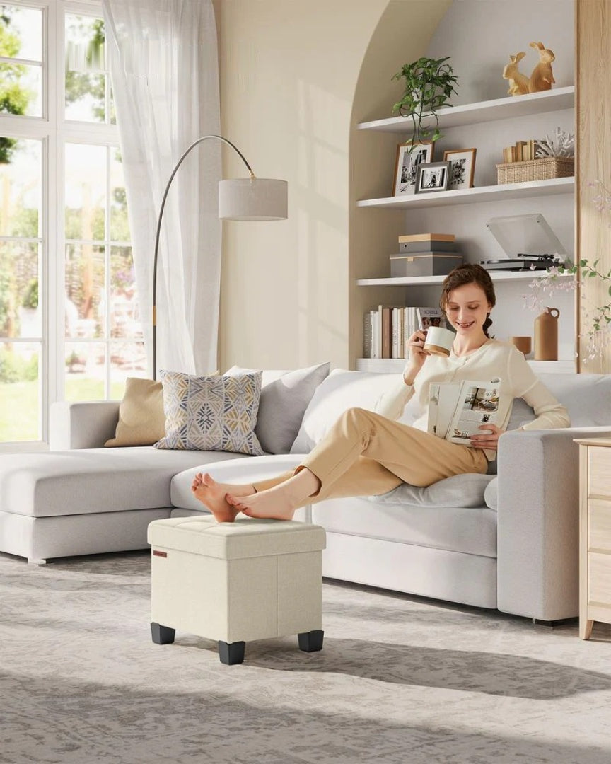 Lille opbevaringspuf med ben og sammenklappeligt design, produktvisning 13 | Noreva Home