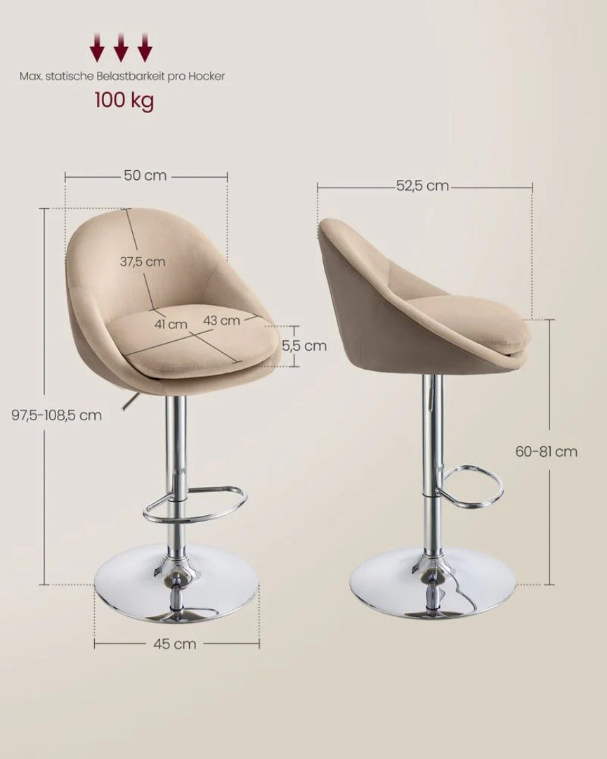 Luksus barstole sæt med 2 justerbare bouclé fløjl – produktvisning 8 | Noreva Home