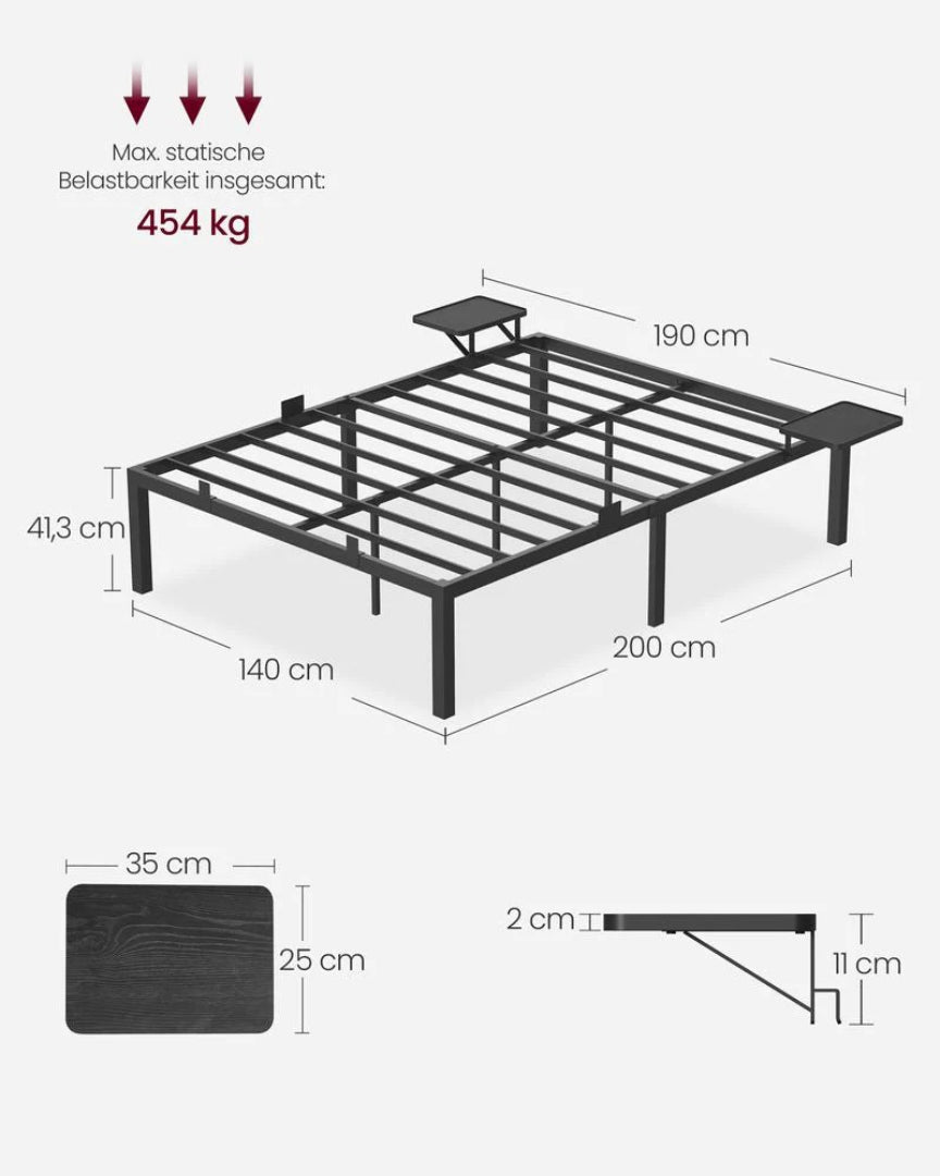Metal sengestel med indbyggede borde og opbevaring – produktvisning 10 | Noreva Home