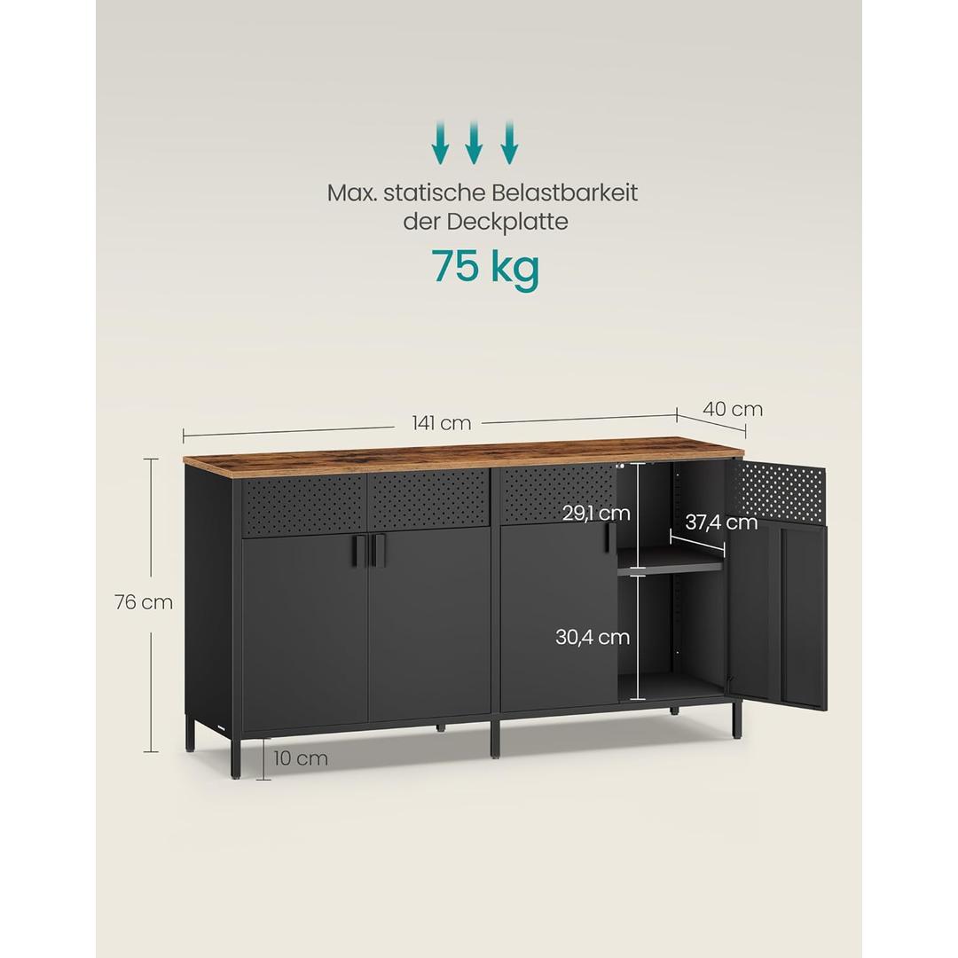 Metalskab med 4 låger – justerbar hylde – produktvisning 4 | Noreva Home