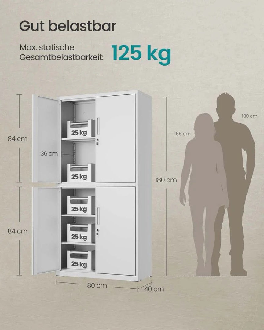 Metalskab til dokumenter med lås og justerbare hylder – produktvisning 8 | Noreva Home
