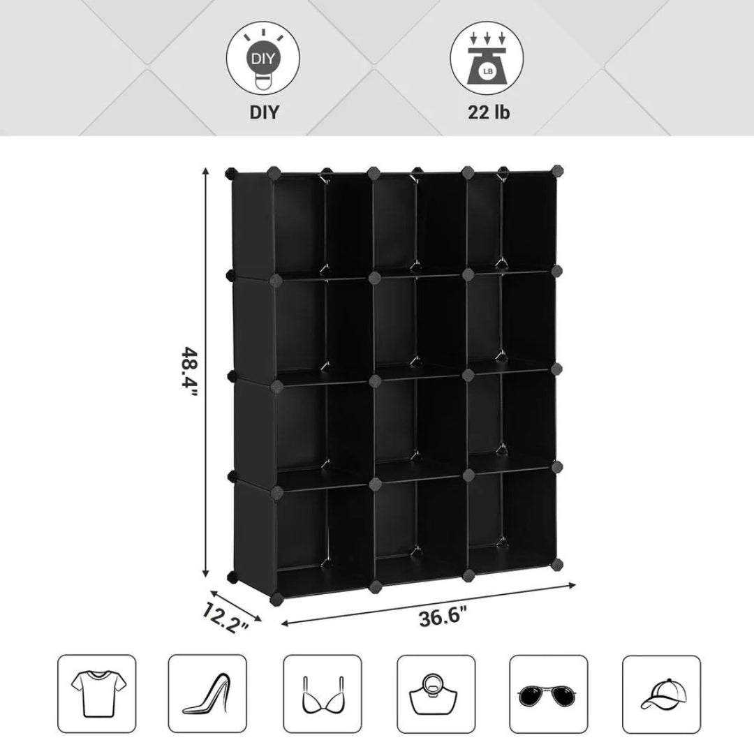 Modulopbygget kubereol i plast med 12 eller 16 kuber, produktvisning 18 | Noreva Home