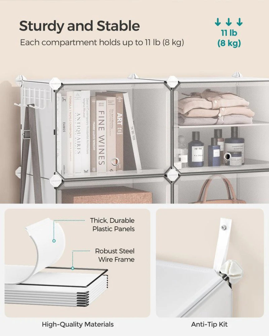 Modulopbygget skoskab med 4 til 10 kuber, låger og krogpanel, produktvisning 11 | Noreva Home