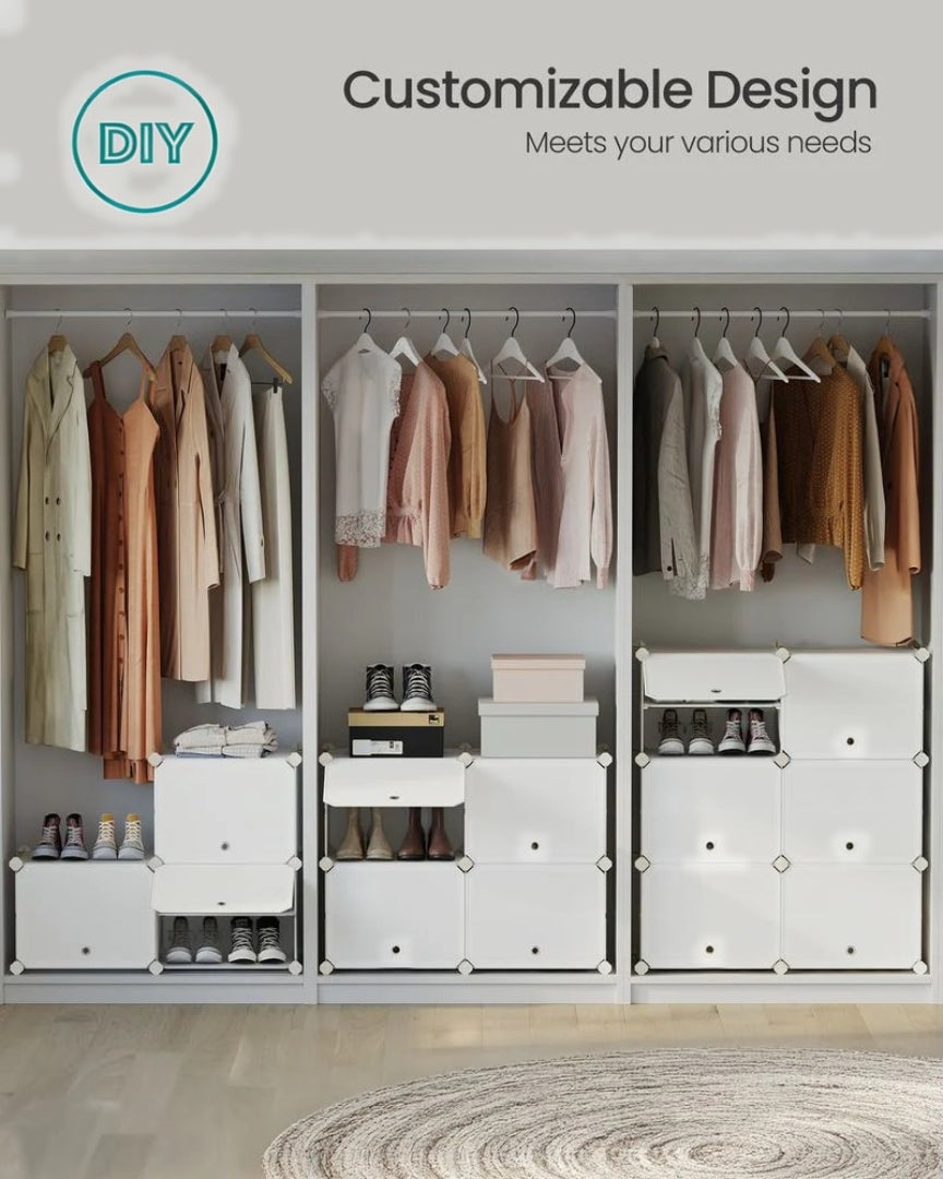 Modulopbygget skoskab med 4 til 10 kuber, låger og krogpanel, produktvisning 27 | Noreva Home
