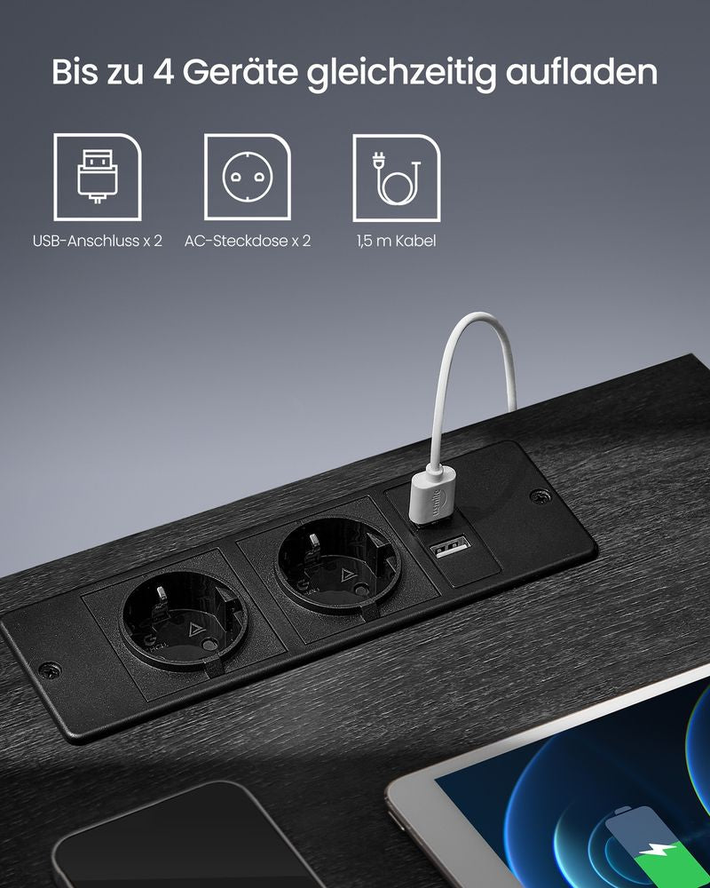 Natbord med Justerbar LED-belysning og Indbyggede Stikkontakter – produktvisning 6 | Noreva Home