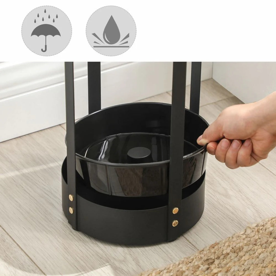 Paraplystativ i stål med drypbakke og kroge, produktvisning 6 | Noreva Home