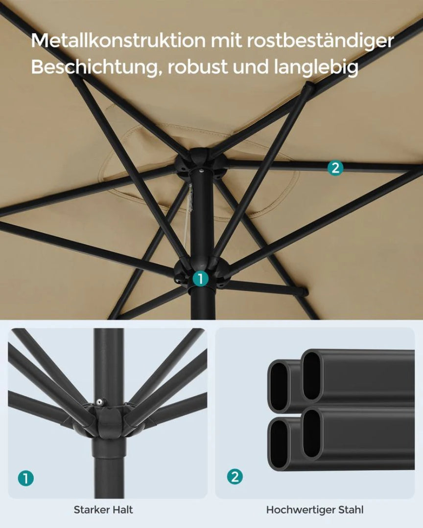 Rektangulær parasol til terrasse med tilt og UV-beskyttelse – produktvisning 11 | Noreva Home
