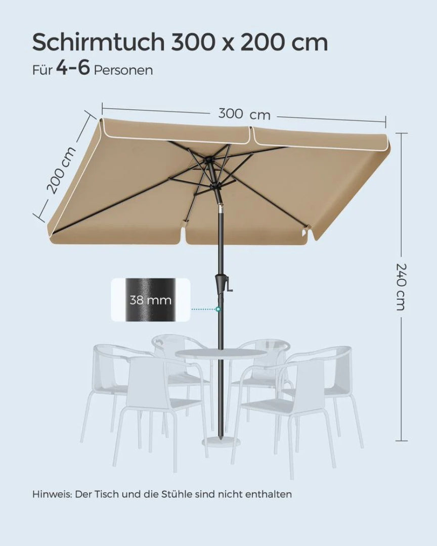 Rektangulær parasol til terrasse med tilt og UV-beskyttelse – produktvisning 12 | Noreva Home
