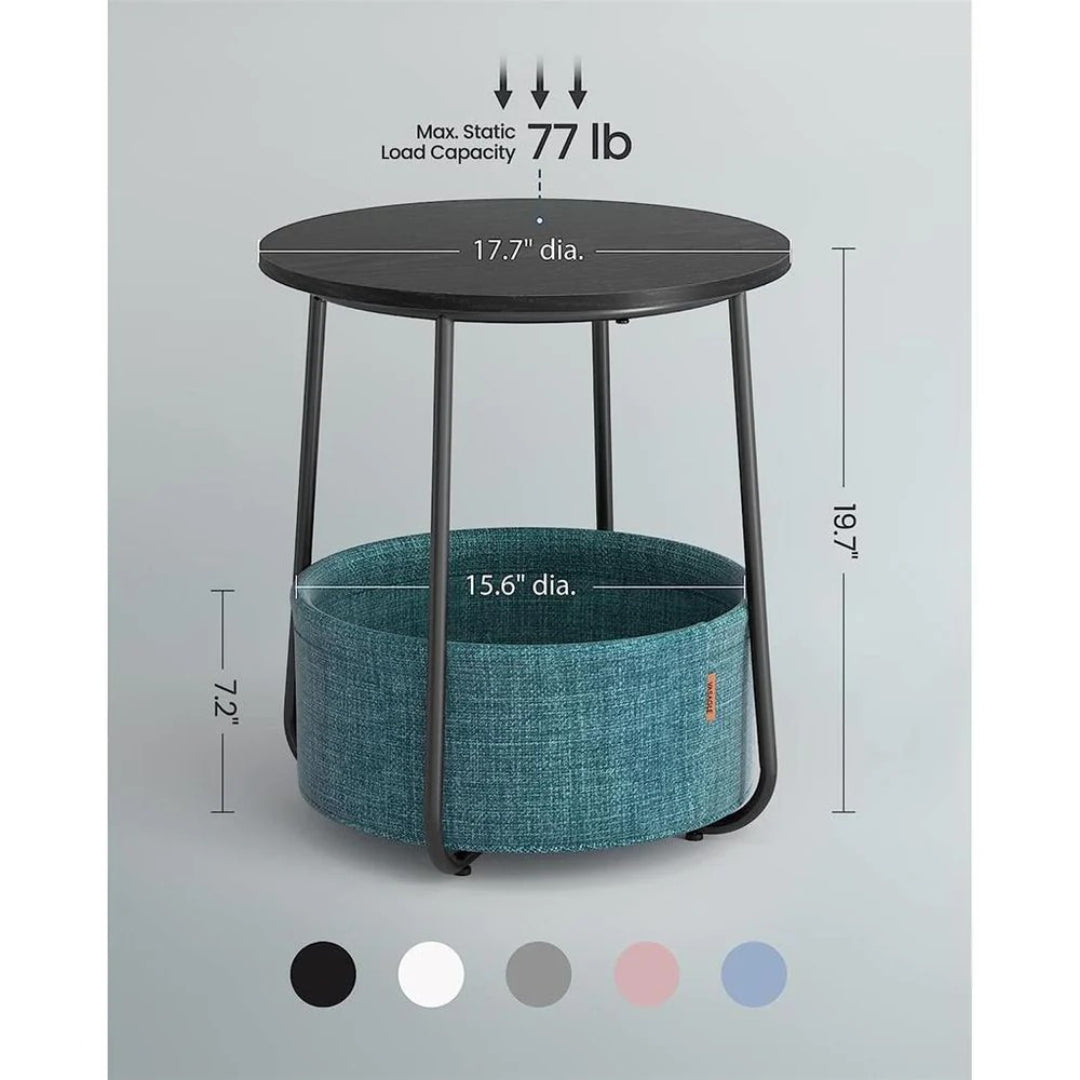 Rundt sengebord med stofkurv og stålstel, produktvisning 32 | Noreva Home