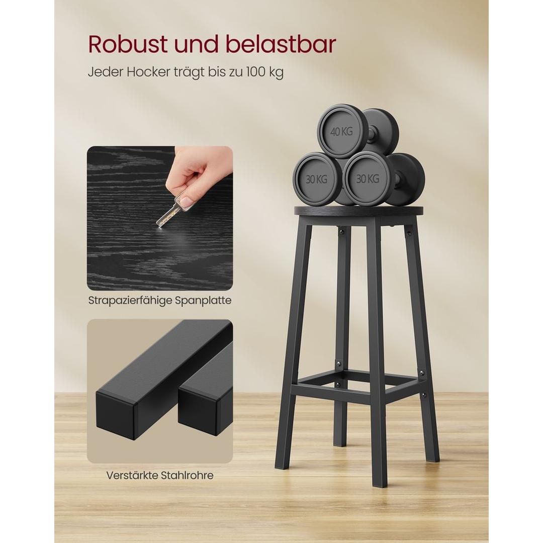 Sæt med 2 barkrukker med fodstøtte og metalstel – komfortable krukker til køkken eller bar – produktvisning 13 | Noreva Home