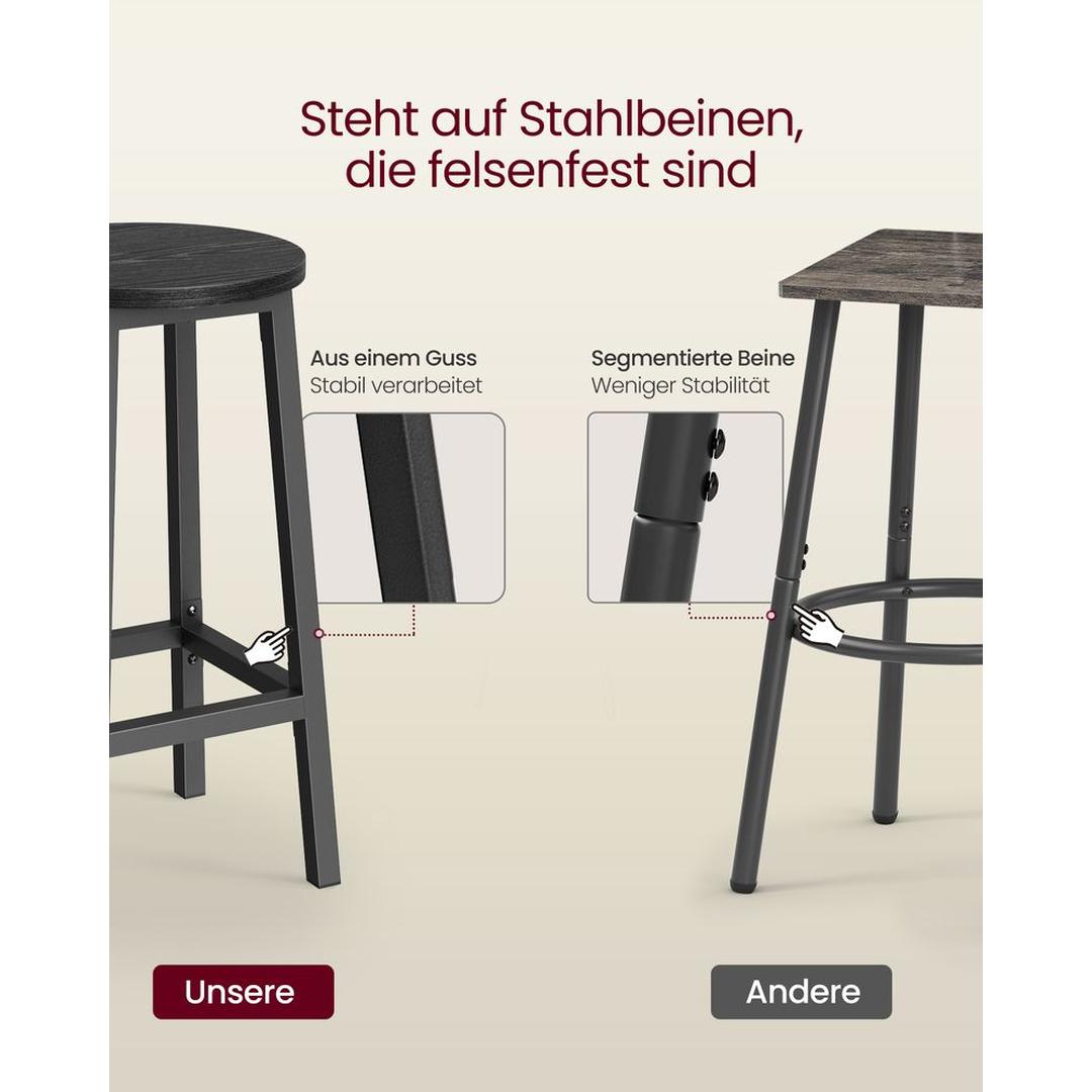 Sæt med 2 barkrukker med fodstøtte og metalstel – komfortable krukker til køkken eller bar – produktvisning 16 | Noreva Home