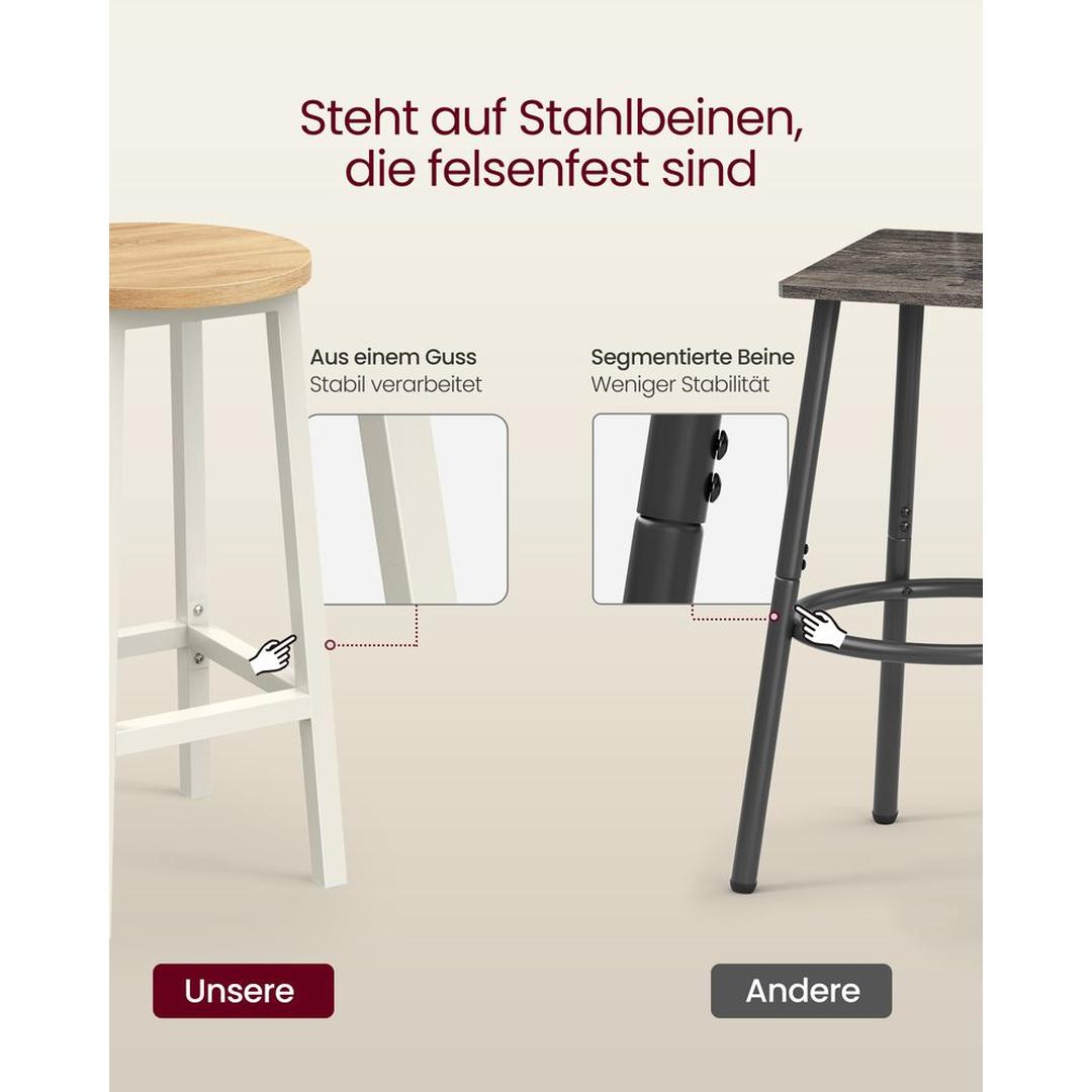 Sæt med 2 barkrukker med fodstøtte og metalstel – komfortable krukker til køkken eller bar – produktvisning 22 | Noreva Home