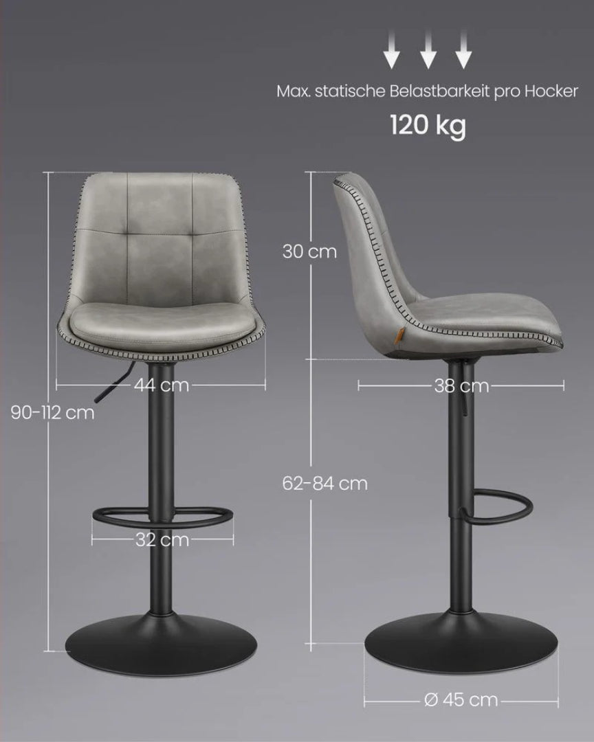 Sæt med 2 justerbare drejbare barstole med ryglæn – produktvisning 11 | Noreva Home