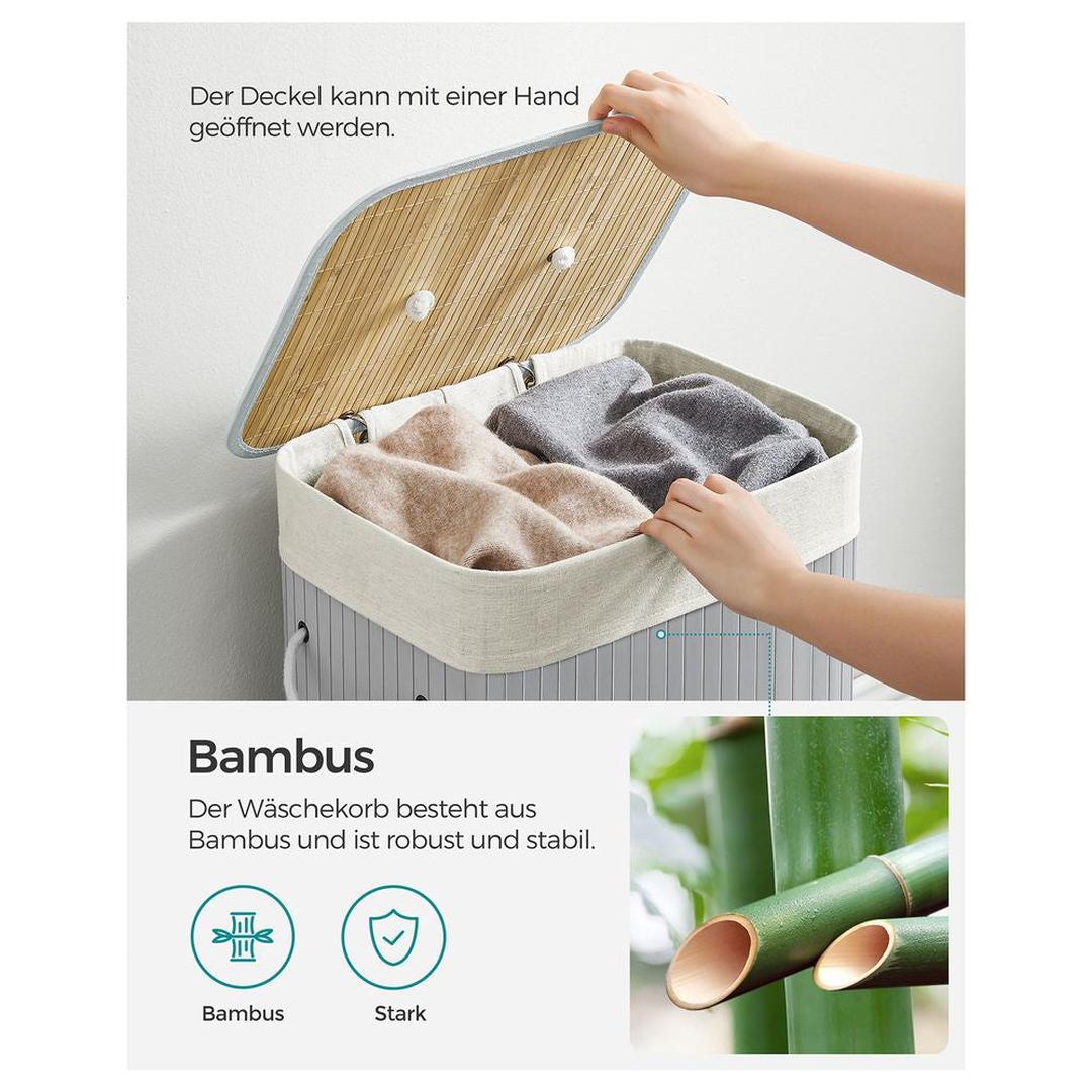 Sammenklappelig Bambus Vasketøjskurv med Låg – produktvisning 12 | Noreva Home