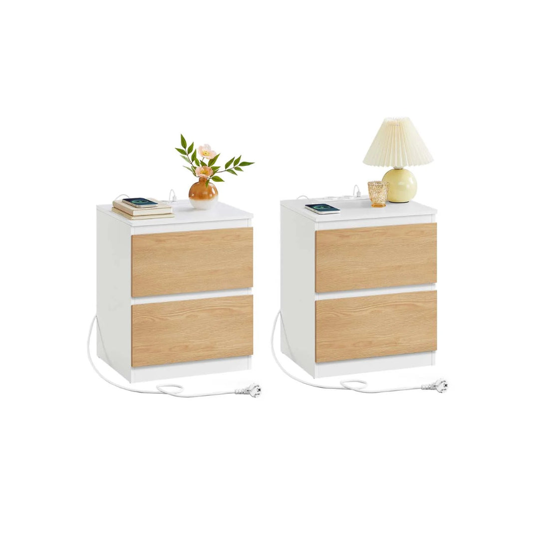Sengebord med stikkontakt og USB-opladning – produktvisning 4 | Noreva Home