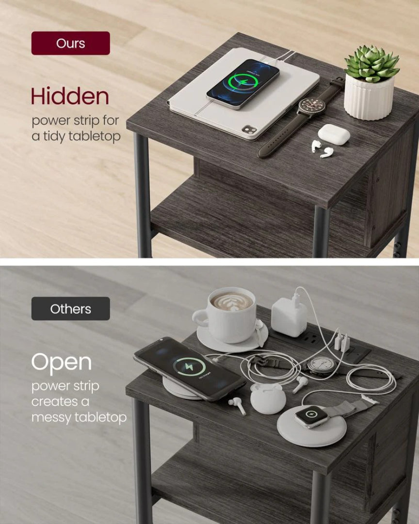 Sidebord i 3 niveauer med USB-porte og stikkontakter, produktvisning 17 | Noreva Home