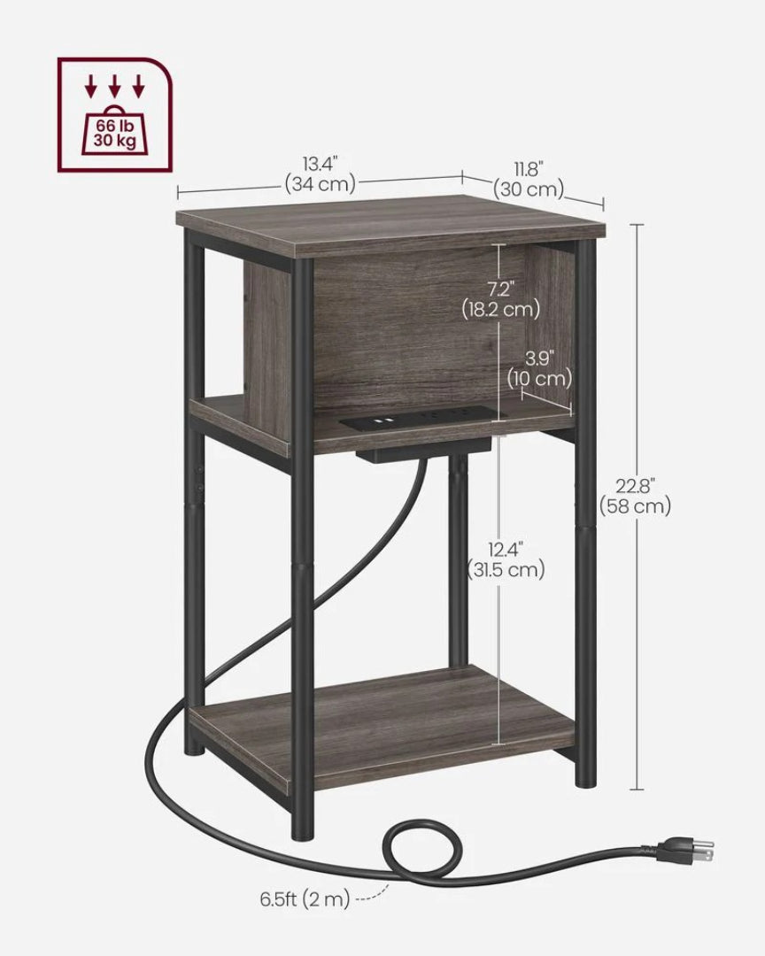 Sidebord i 3 niveauer med USB-porte og stikkontakter, produktvisning 20 | Noreva Home