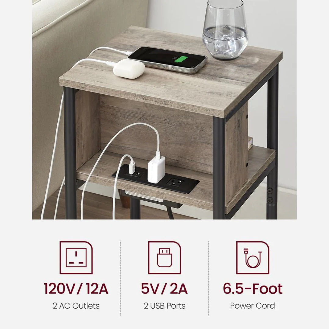 Sidebord i 3 niveauer med USB-porte og stikkontakter, produktvisning 34 | Noreva Home