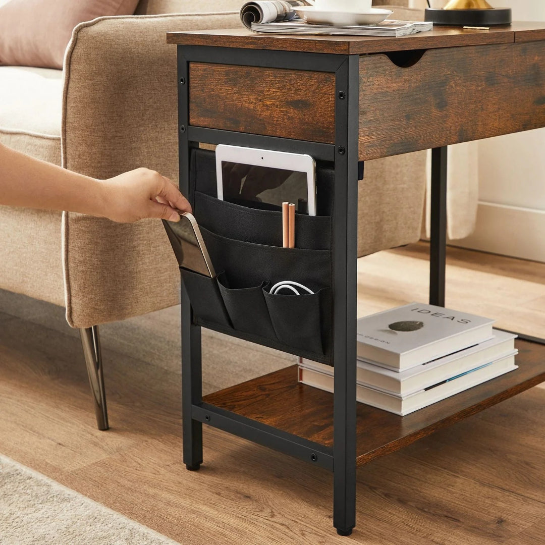Sidebord med stikkontakter USB og opbevaringspose – produktvisning 6 | Noreva Home