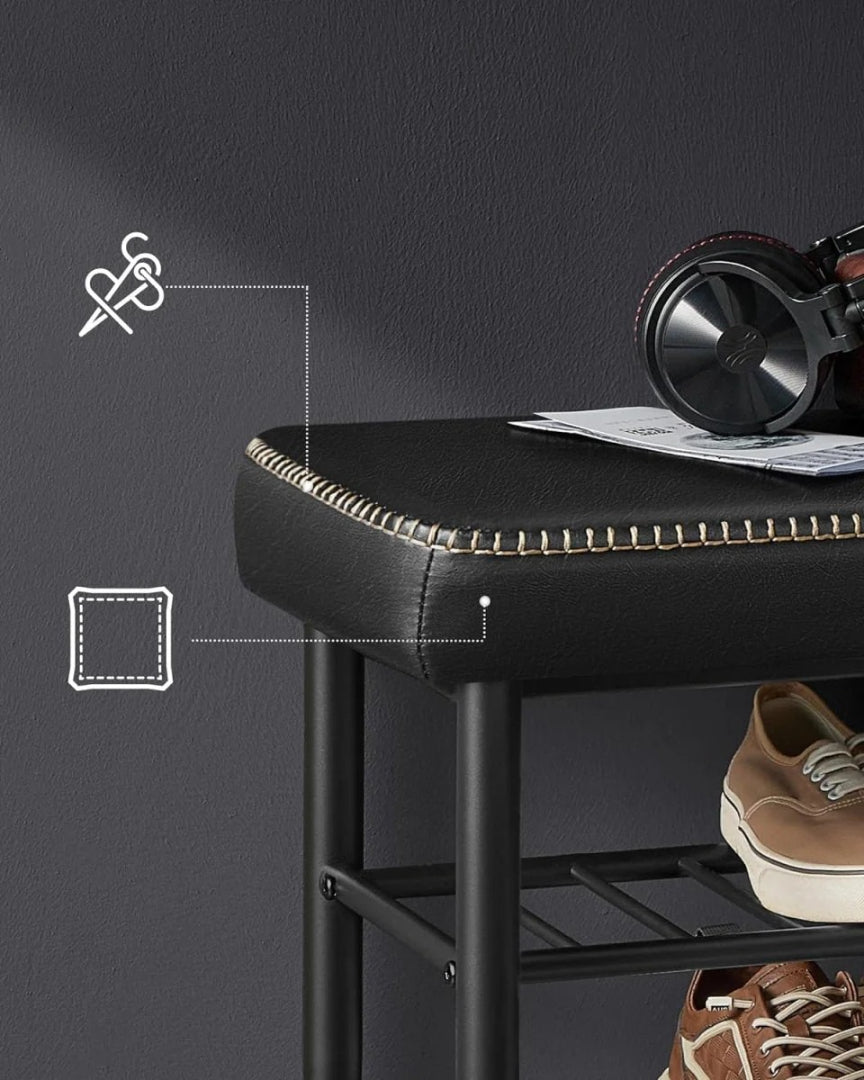 Skobænk med opbevaringshylder i industriel stil – produktvisning 5 | Noreva Home
