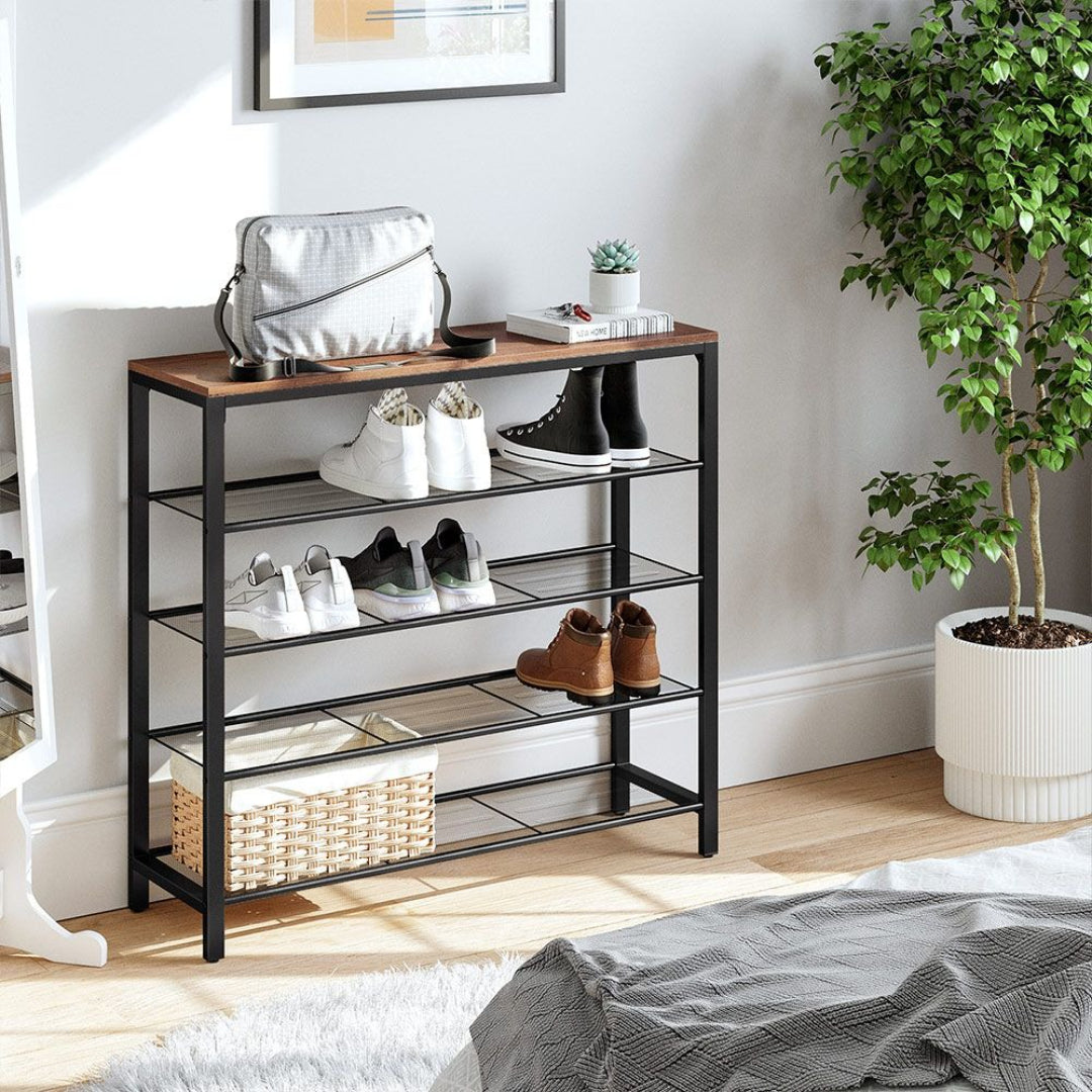 Skoreol med 5 niveauer, nethylder og opbevaringsplade, produktvisning 11 | Noreva Home