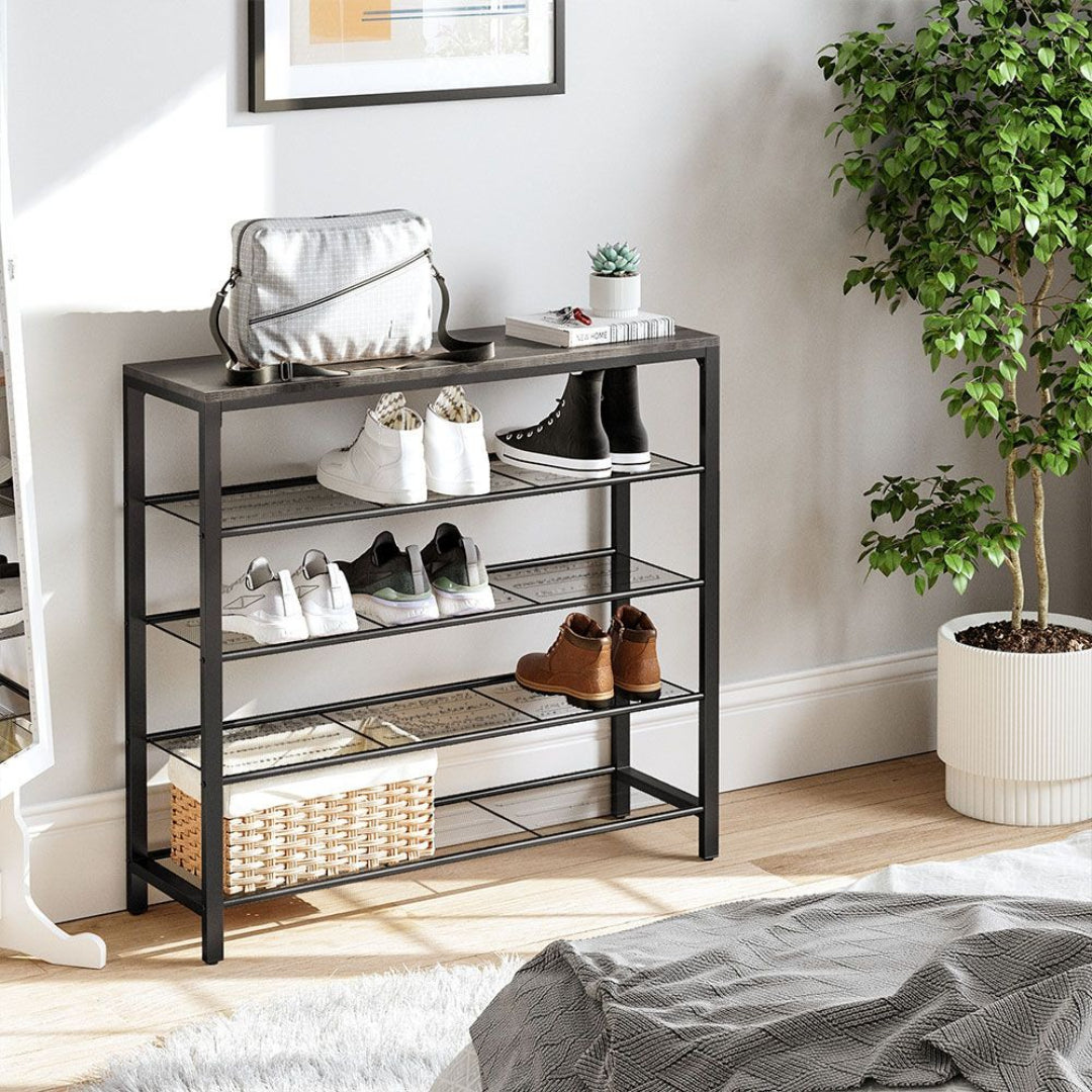 Skoreol med 5 niveauer, nethylder og opbevaringsplade, produktvisning 16 | Noreva Home