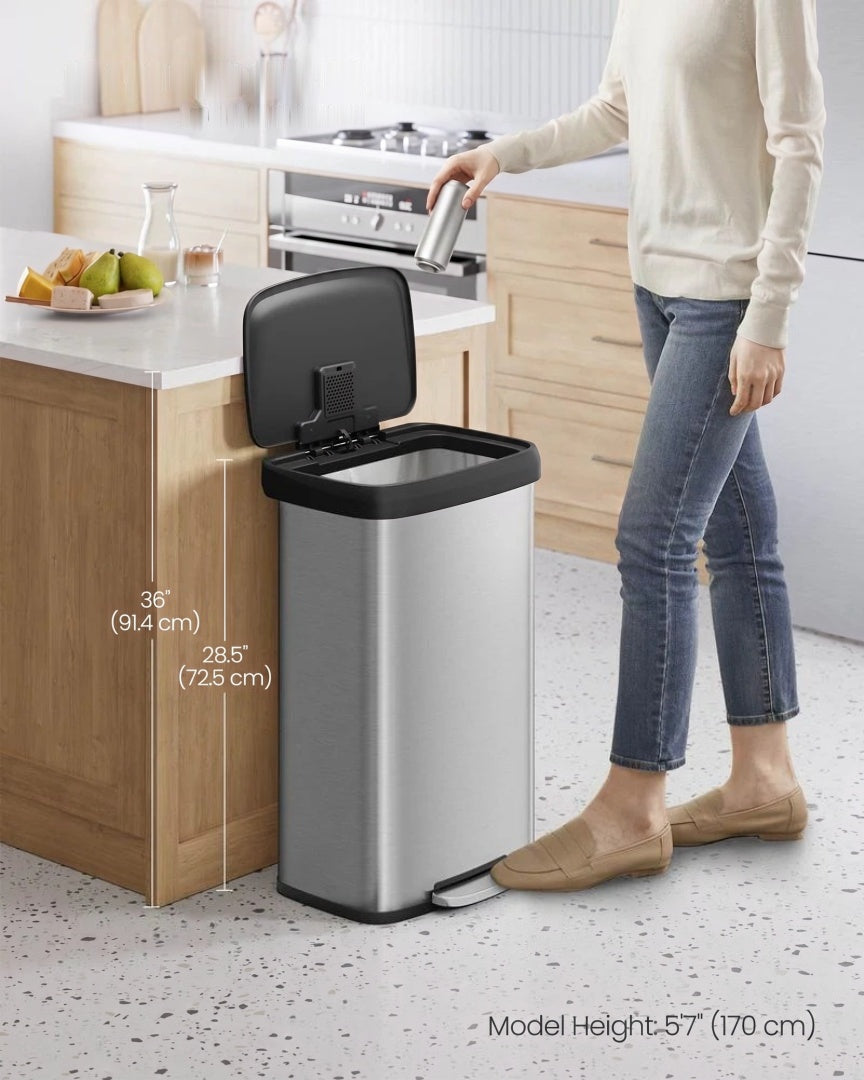 Skraldespand til køkken i rustfrit stål, 21 gallon, med pedal og soft close-låg, produktvisning 4 | Noreva Home
