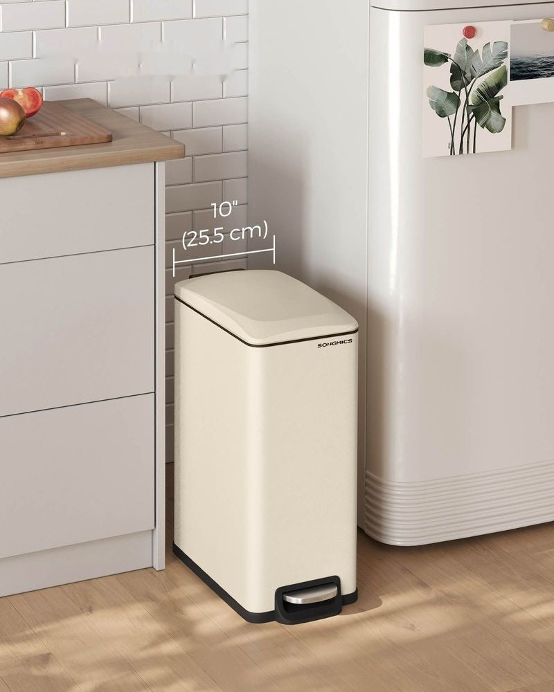 Slank skraldespand på 13 gallon i rustfrit stål med soft close-låg, produktvisning 23 | Noreva Home
