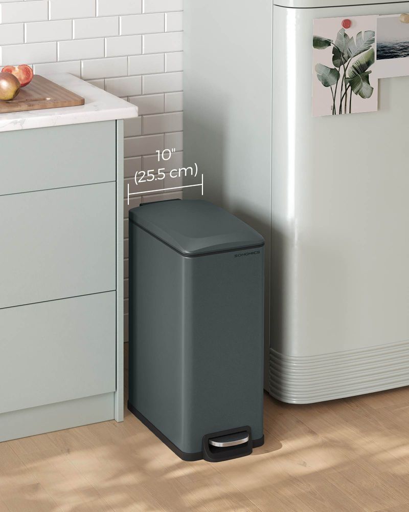 Slank skraldespand på 13 gallon i rustfrit stål med soft close-låg, produktvisning 29 | Noreva Home