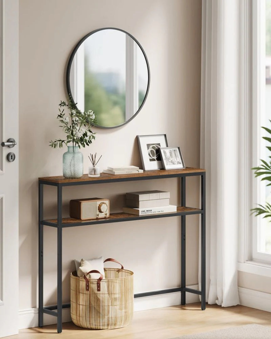 Smalt konsolbord med 2 niveauer og stålstel, produktvisning 10 | Noreva Home