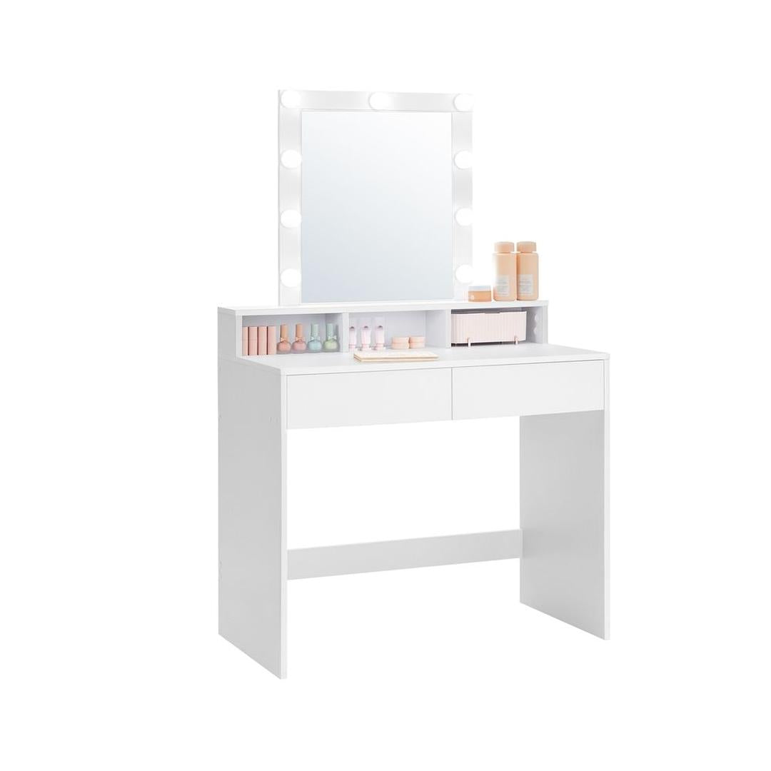 Sminkebord med LED-Belysning – Makeupbord med Spejl og Opbevaring – produktvisning 1 | Noreva Home