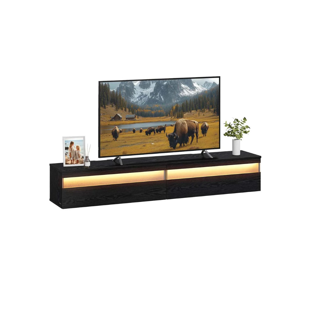 Svævende TV-bord med LED-lys og stikkontakter – produktvisning 3 | Noreva Home