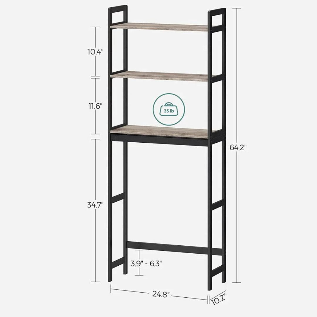 Toiletreol i bambus med 3 hylder, 4 kroge og toiletpapirholder, produktvisning 9 | Noreva Home