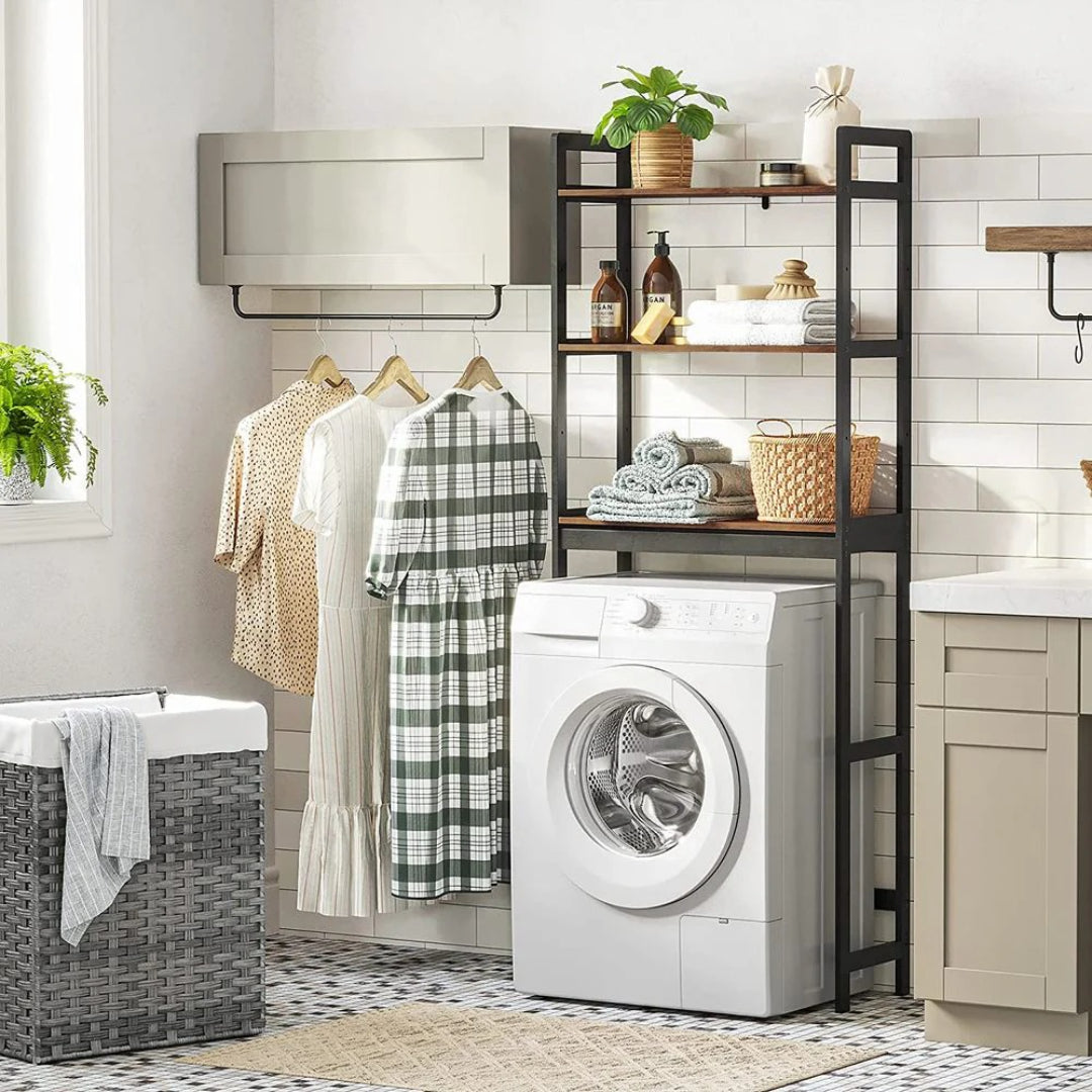 Toiletreol i bambus med 3 hylder, 4 kroge og toiletpapirholder, produktvisning 14 | Noreva Home