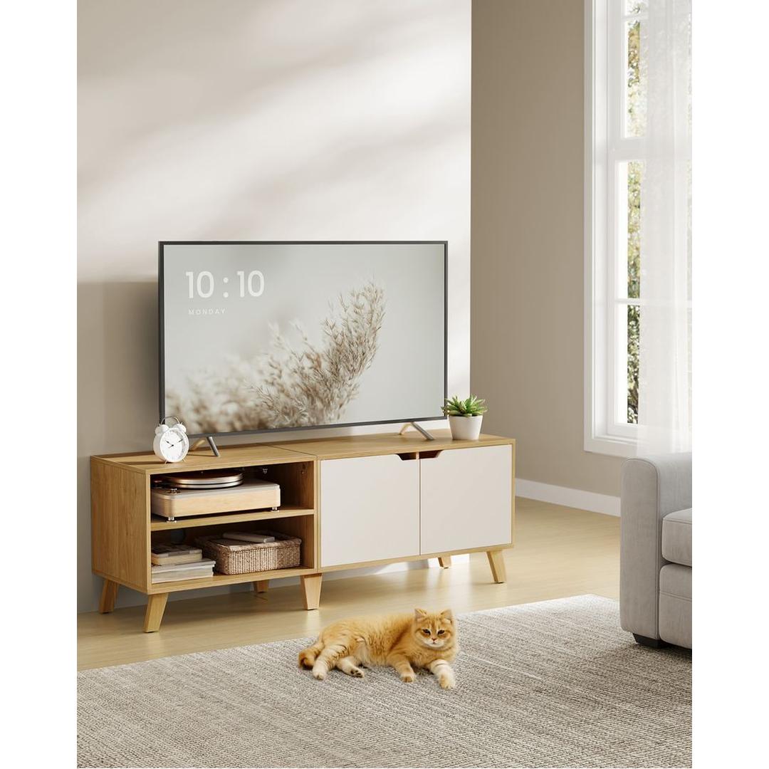 TV-bord med 2 Låger – 140 × 40 × 50 cm Lavt Opbevaringsskab til Stue og Medieopbevaring – produktvisning 17 | Noreva Home