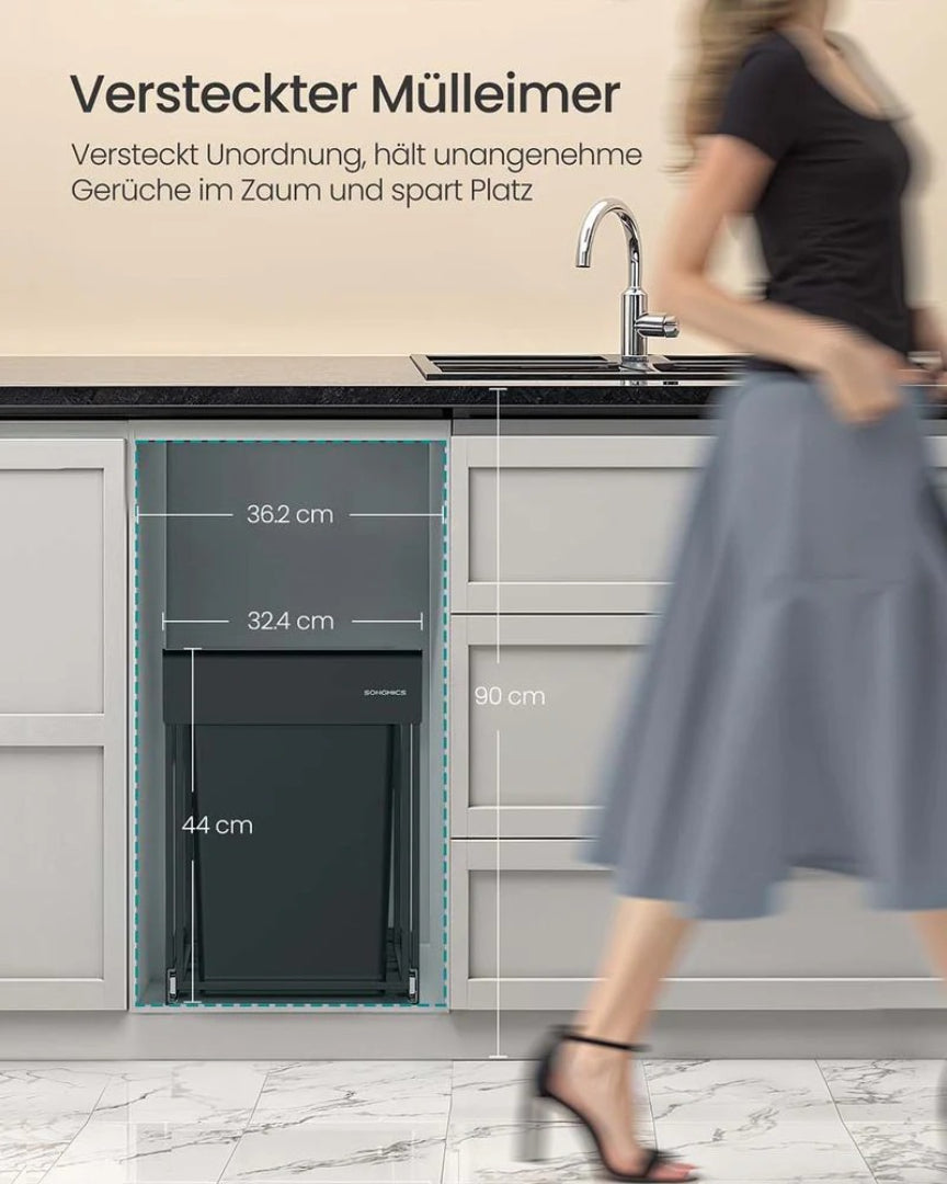 Udtrækkelig køkkenaffaldsspand med 2 rum – produktvisning 5 | Noreva Home