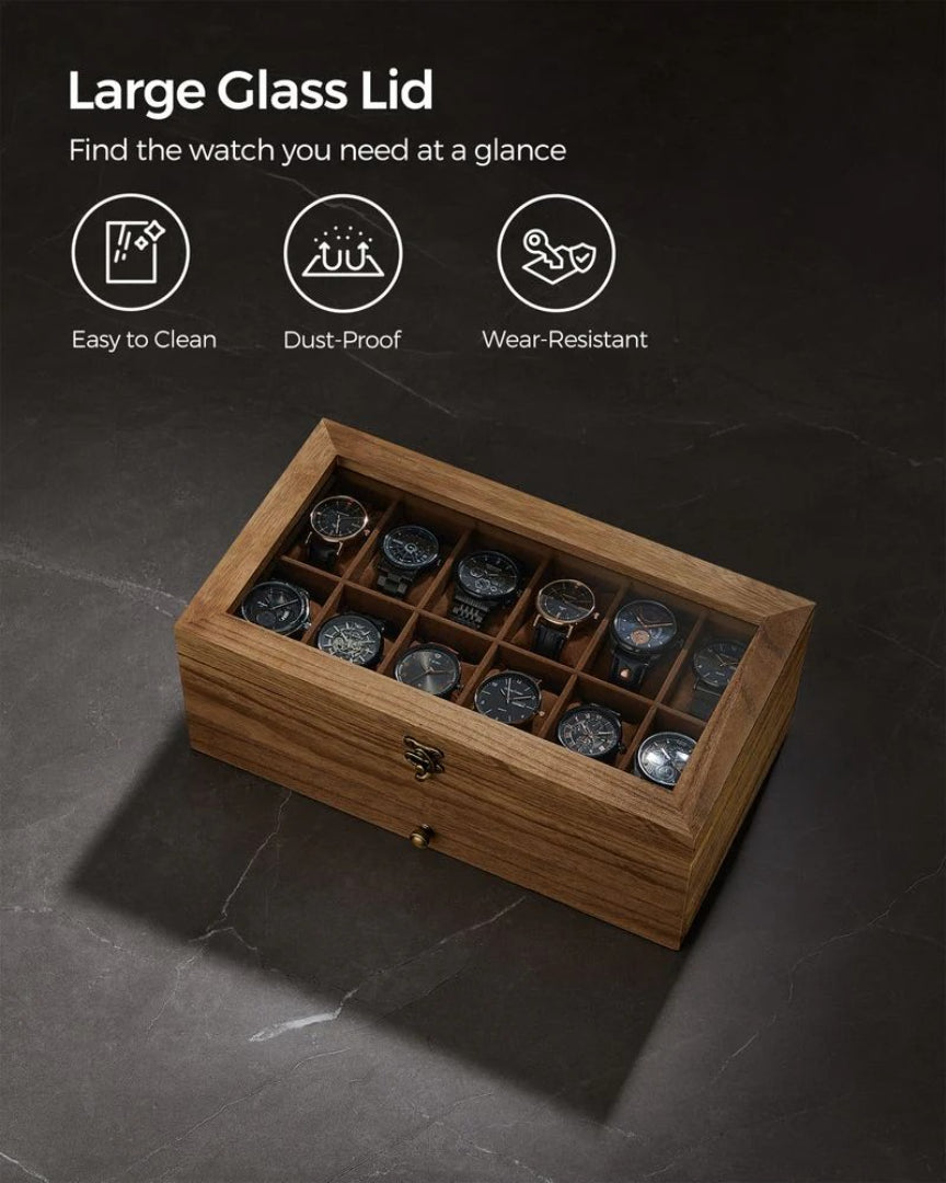 Urboks i træ med glaslåg, skuffe og 8 eller 12 rum, produktvisning 13 | Noreva Home
