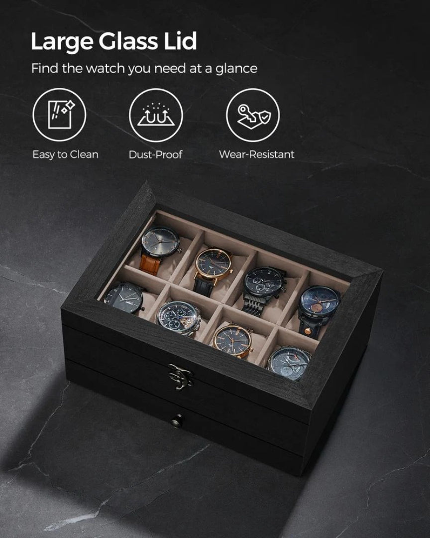 Urboks i træ med glaslåg, skuffe og 8 eller 12 rum, produktvisning 19 | Noreva Home